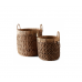Rustic Rattan Diamond Weave Basket Set of 2 pieces